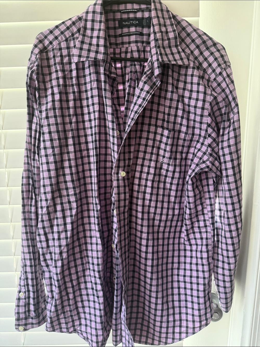 Nautica Purple and Black Plaid Button-Down Shirt